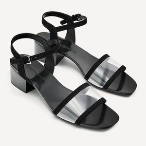 Zara vinyl block heel sandals 10